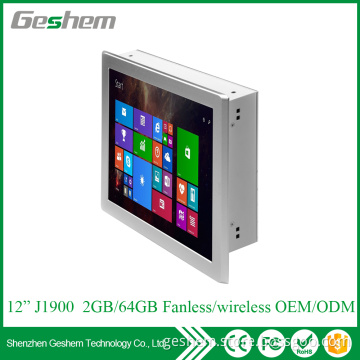 hot sell Aluminum alloyed Intel J1900 fanless industrial panel pc with 12 inch touch screen